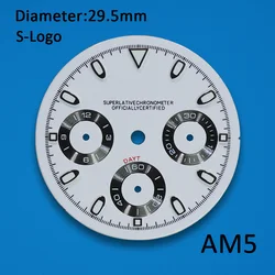 29.5mm S Logo DTN Panda Dial Fit VK63 Movement Green Luminous Watch Modification Accessories