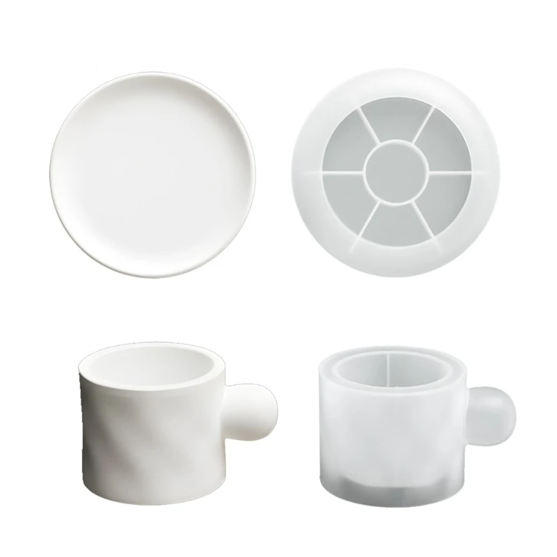 

652F Reusable Silicone Teacup Mould for Epoxy Resin Craft Holders Concrete Plaster Art Tray Projects