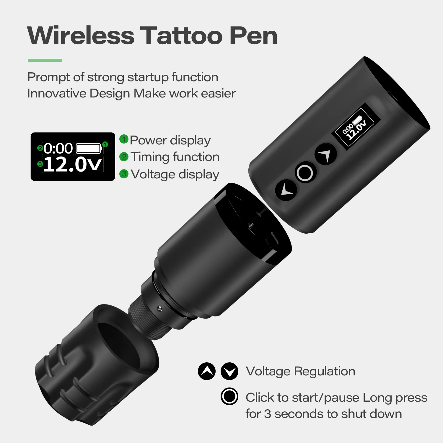 Wireless Tattoo Pen with Digital Display Strong Startup Adjustable Voltage Professional Rotary Tattoo Machine Tattoo Accessories