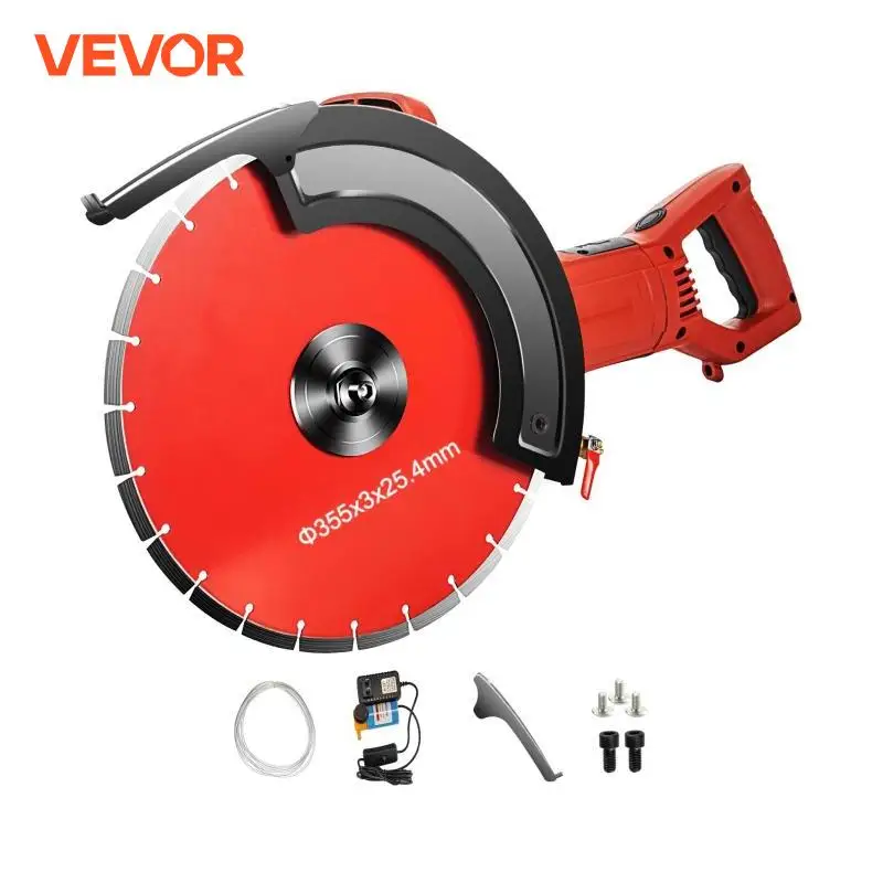 VEVOR 1800W Electric Concrete Saw with 14in Diamond Blade Multi-function Wet/Dry Circular Saw Wood Stone Metal Cutting Machine