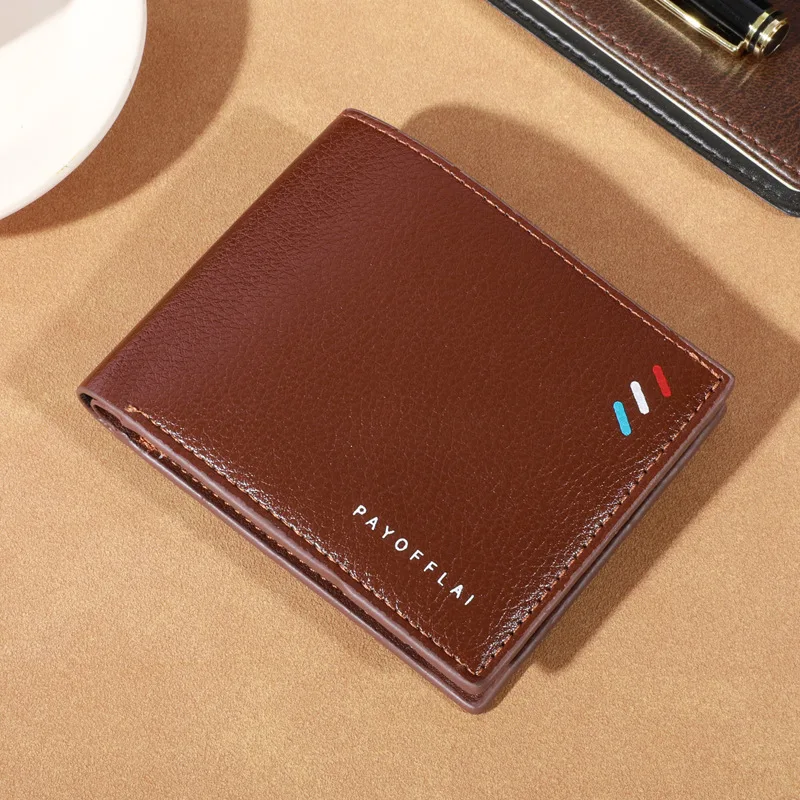 RFID Protection Men's Simple PU Leather Short Bifold Wallet Coin Wallet With Card Slots Multifunctional Credit ID Cards Holder