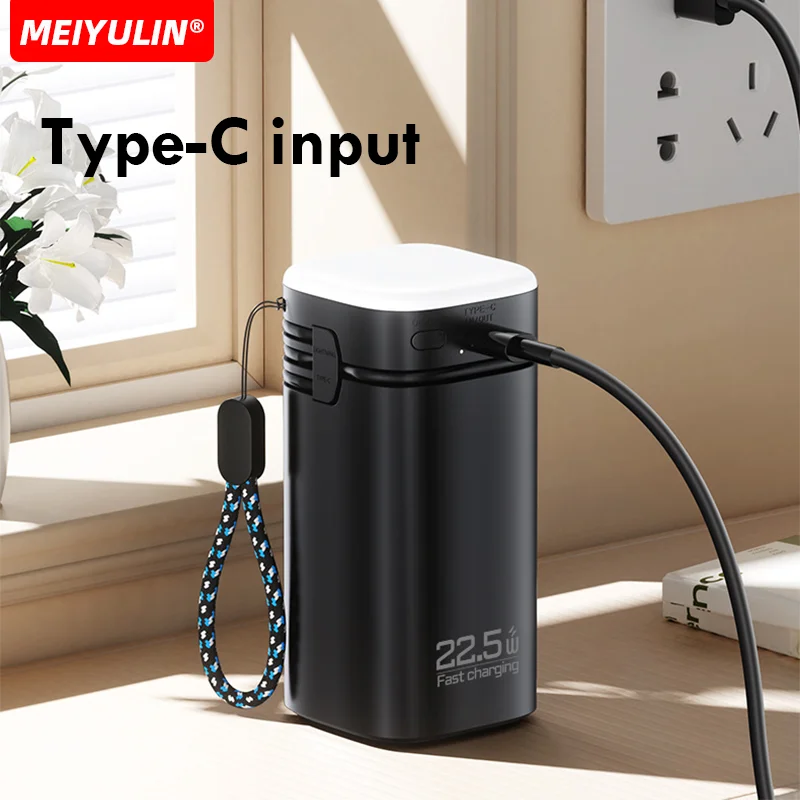 Banque d'alimentation portable de grande capacité avec câble, batterie de rechange externe, charge rapide, USB C, 20000mAh, iPhone, Xiaomi, Samsung