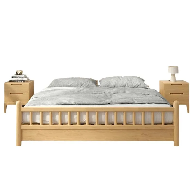 

Nordic Solid Wood Bed Modern Simple Windsor Log Wind Hotel Master Bedroom Double Bed Pastoral Apartment Homestay Piano Bed