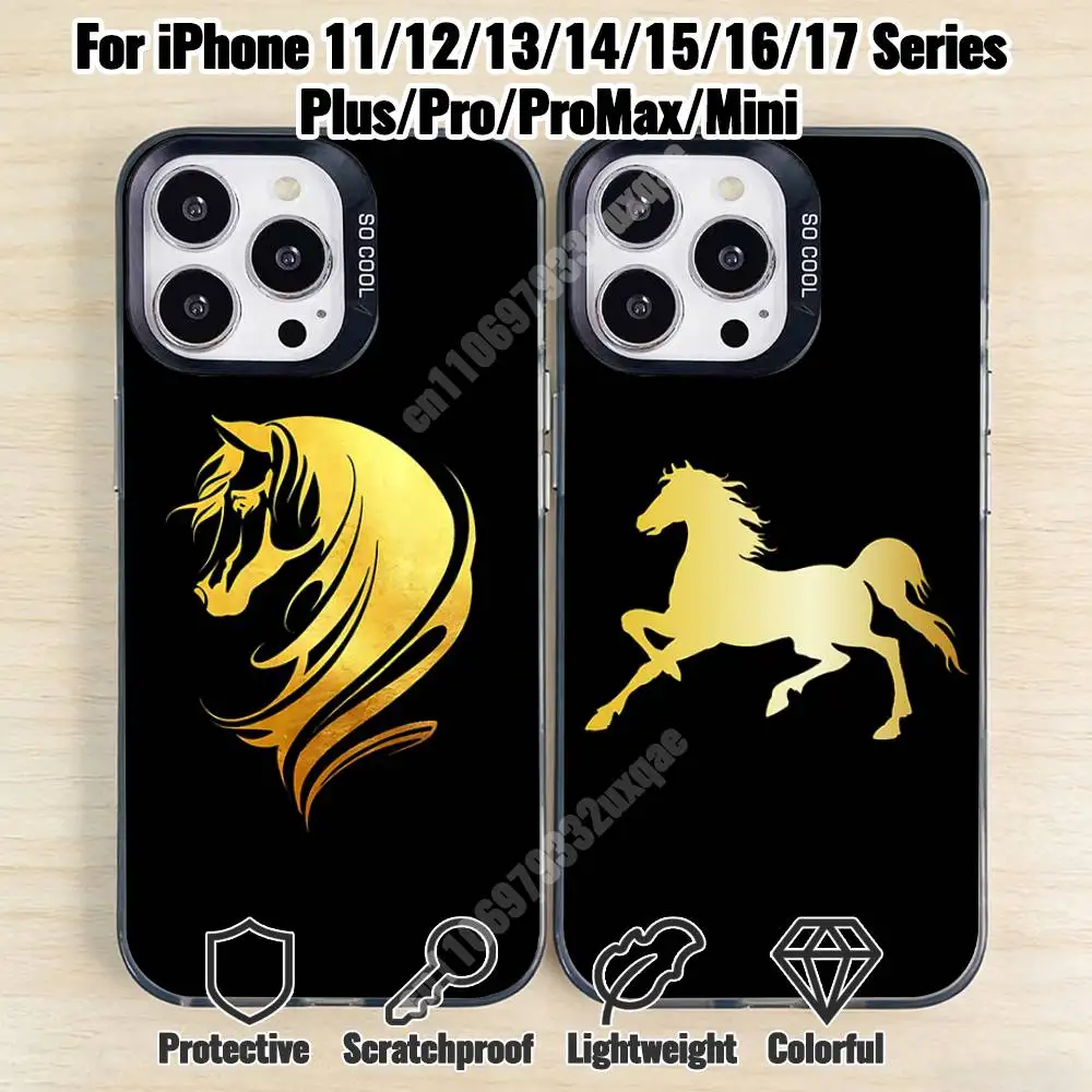 

Cool Galloping Horse Pattern Phone Case for iPhone 17 16 15 Max Mini 14 13 Pro Plus 12 11 X XS Air IMD Cover
