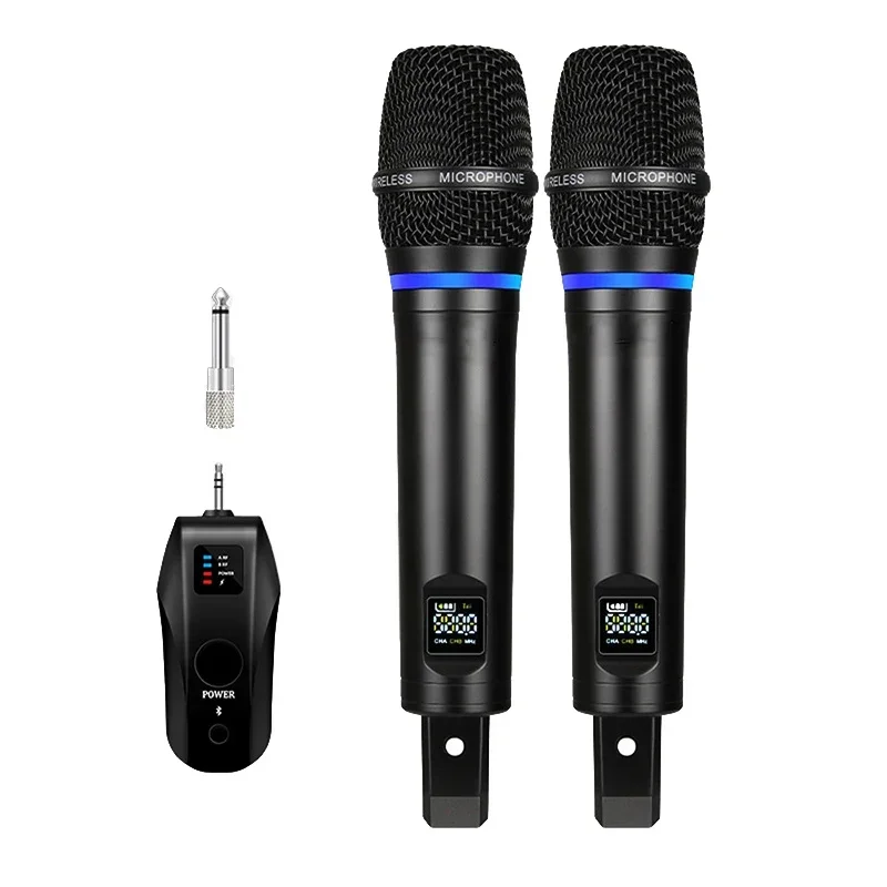 

Portable Rechargeable Hand Microphone Cordless Dynamic Mic Professional with BT Receiver UHF Stereo Wireless Karaoke Microphone