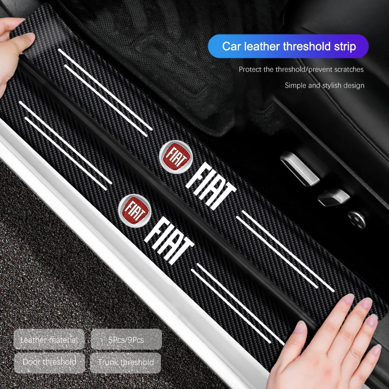 

Углеродное волокно, кожаные защитные наклейки на дверь автомобиля для FIAT Abarth 500 Ducato Panda Grande Punto Tipo Pulse Strada 600 500L