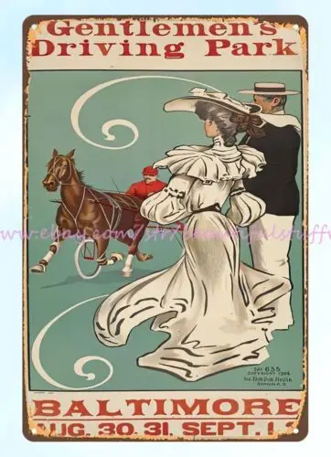 1904 Gentlemans driving park Baltimore horse lover gift metal tin sign  wall art