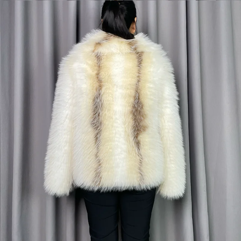 High quality winter warm eco-friendly fox fur furry fake fur women's coat fashionable new style can be customized plus size
