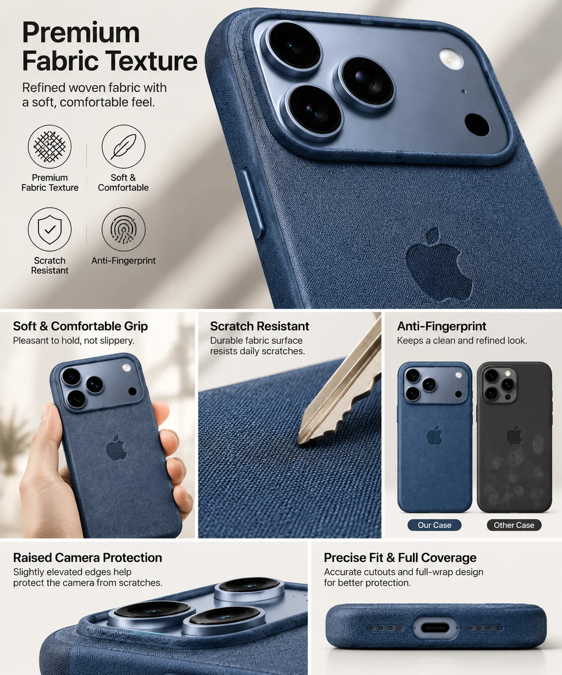Etui TechWoven z funkcją MagSafe do iPhone 17 Pro Max, umożliwiające sterowanie aparatem, bezprzewodowe ładowanie i ochronę przed upadkami. — zdjęcie produktu 4