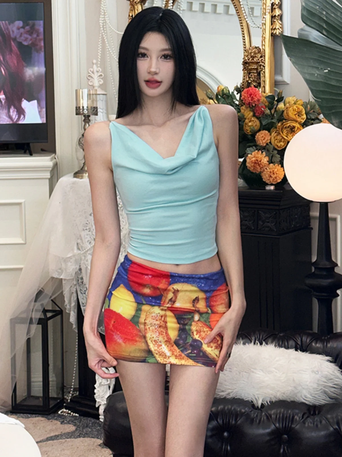

Sisjuly Sweet Heart Girl Macaron Candy Color Lapel Vest Casual Set Women Oil Painting Style Skirt Two-Piece Suit Summer 2024