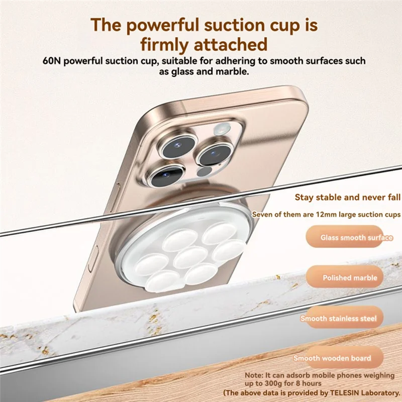 A68Z Hands-Free Mirror Shower Phone Holder Magnetic Suction Cup Stand Multifunction Grip For Iphone Android Devices