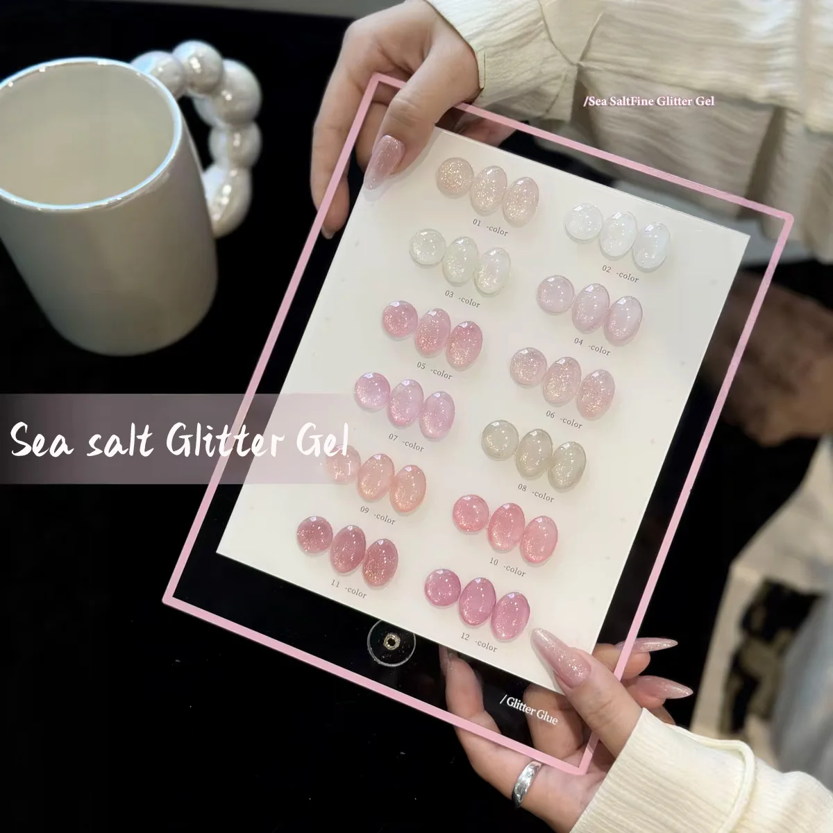 WS 12-Color Nude Pink Flash Glitter Gel Nail Polish UV LED Soak Off Long Lasting Sparkly Nail Art Varnish Home DIY Manicure