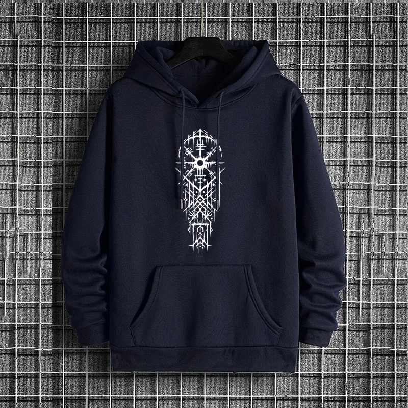 Ancient Runes Print Hoodie 2025, urbane Mode, Hip-Hop-Kapuzenpullover, männlich, trendig, lässig, Kapuzenpullover, Herbst-Winter-Oberbekleidung