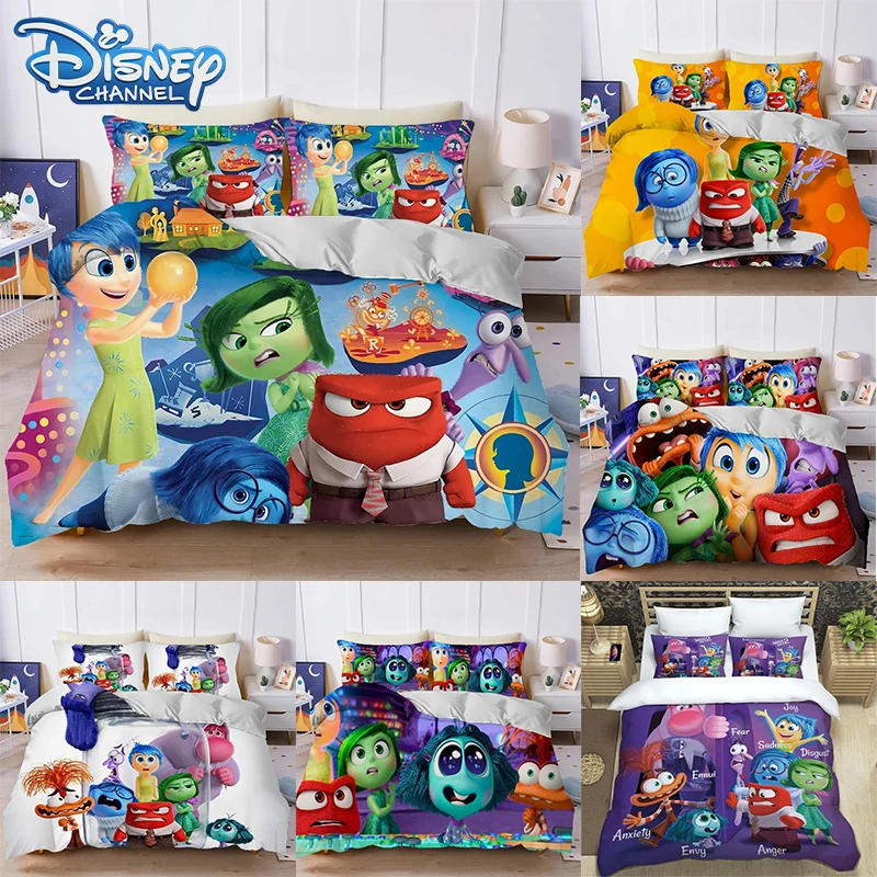 

Disney Inside Out 2 Bedding Set Anime Cartoon Children Duvet Cover with Pillowcase Suit Kawaii Quilt Cover Bedroom Decor Gift