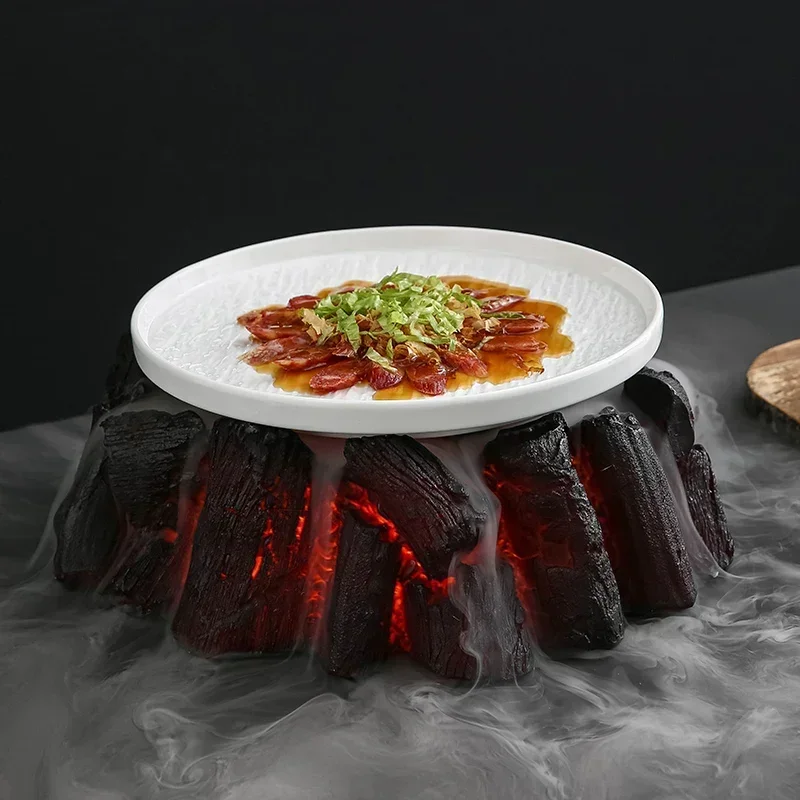 Volcano Modeling Creative Dry Ice Tableware Hotel Restaurant Artistic Conception Dishes Smoke Effect Resin Plate
