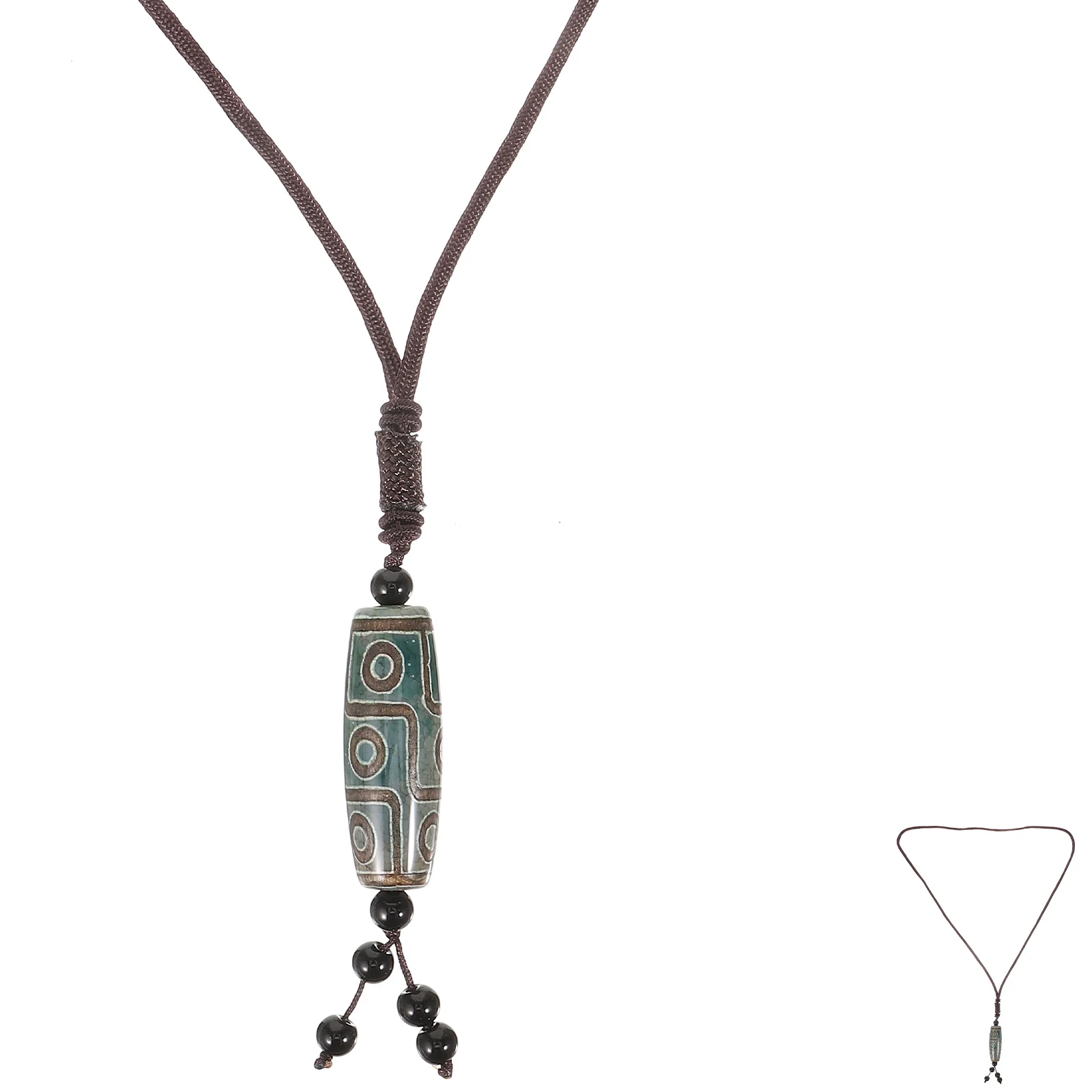 

Green Stone Pendant Necklace Lucky Amulet Tibetan Jewelry Women Decor Chain Necklace Bead Gift Idea Health