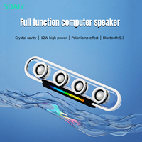 SOAIY New Crystal Transparent Esports Boombox Portable Desktop Computer Sound Long Strip Multimedia Wireless Bluetooth Speakers