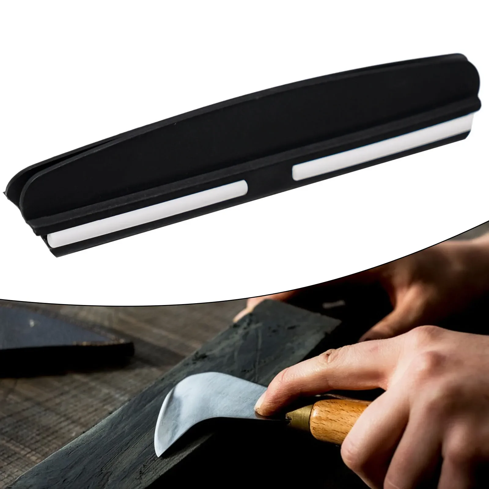 Grinding Stone Auxiliary Device Angle Sharpener Kitchen Knives 9*10*1.8cm Black White Control The 15-degree Angle