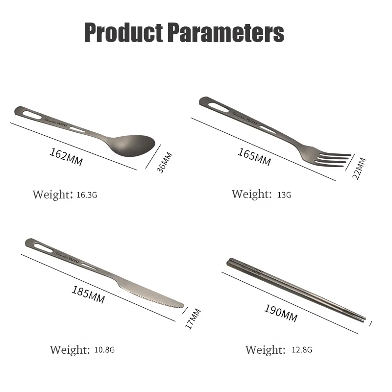 Titanium Tableware Set Outdoor Household Spoon Fork Knife Chopsticks Camping Travel Portable Tableware Set image 5