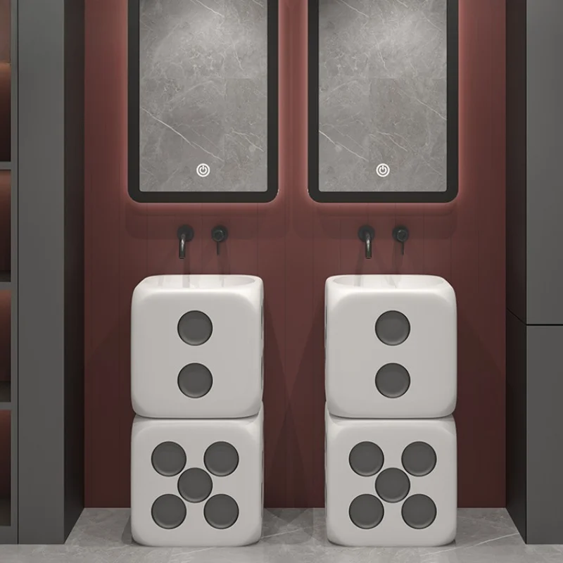 Dice Personalized Washbasin Floor-to-ceiling bathroom Sink Washbasin Creative Art Hotel Pillar Washbasin