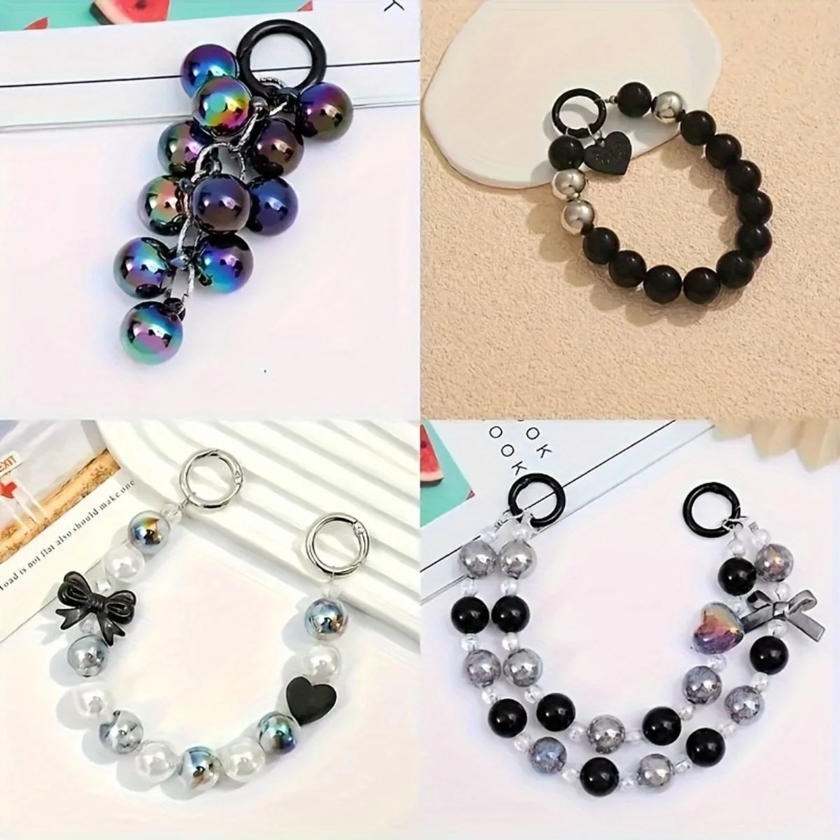 8mm 400/200pcs Frosted Acrylic Beads in Black, White, with AB Coating - Versatile Mix for DIY Jewelry Making Supplies view 3