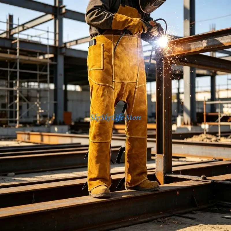 E65E Leather Welding Pants Flame Resistant & Heat Insulation for Industrial Work