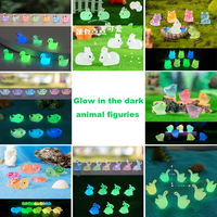 20Pcs Luminous Mini Resin Animal Figurines Miniature Glowing in the dark Duck&Rabbit for Fairy Garden Aquarium Christmas Decor