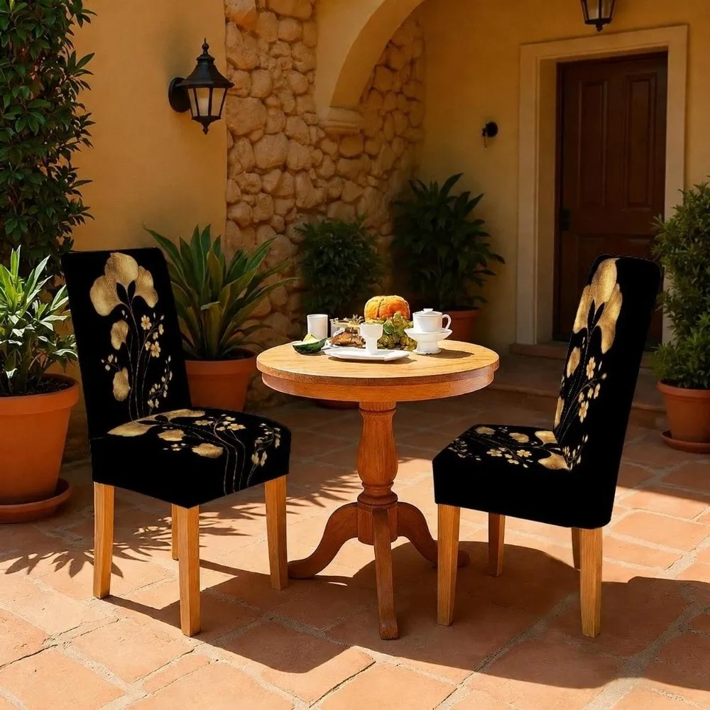 1/6pcs Full Cover Leopard Printed Chair Cover Elastic Leaf Dining Chair Cover Stain Resistant Non Slip Stretch Chair Cover