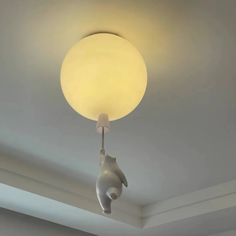 Plafonnier de dessin animé moderne nordique, petit ours créatif, suspension chaude, luminaires d'entrée de couloir de chambre à coucher pour garçons et filles