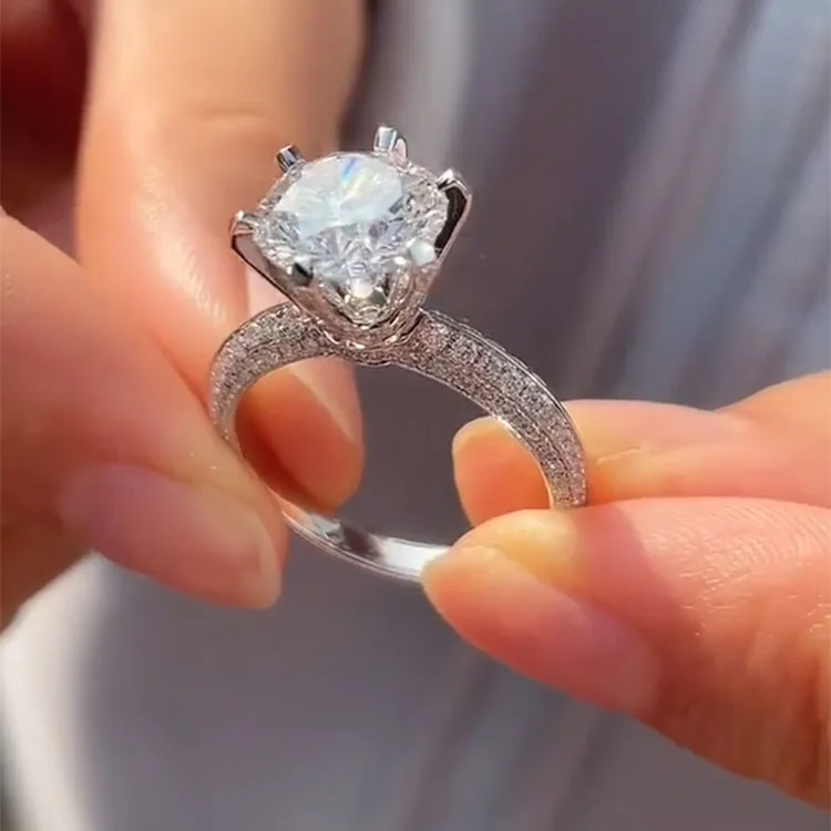 

Factory Sell Luxury Round D Color 3Ct IGI Lab Growing Diamond Ring Solid 18K Rose Gold Ring wedding Ring party