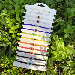 Fashion 12pcs/set Stone Braided Bracelet Men Women Boho Natural Crystal Beads Evil Eye Charm Bracelets Bangles Jewelry Wholesale
