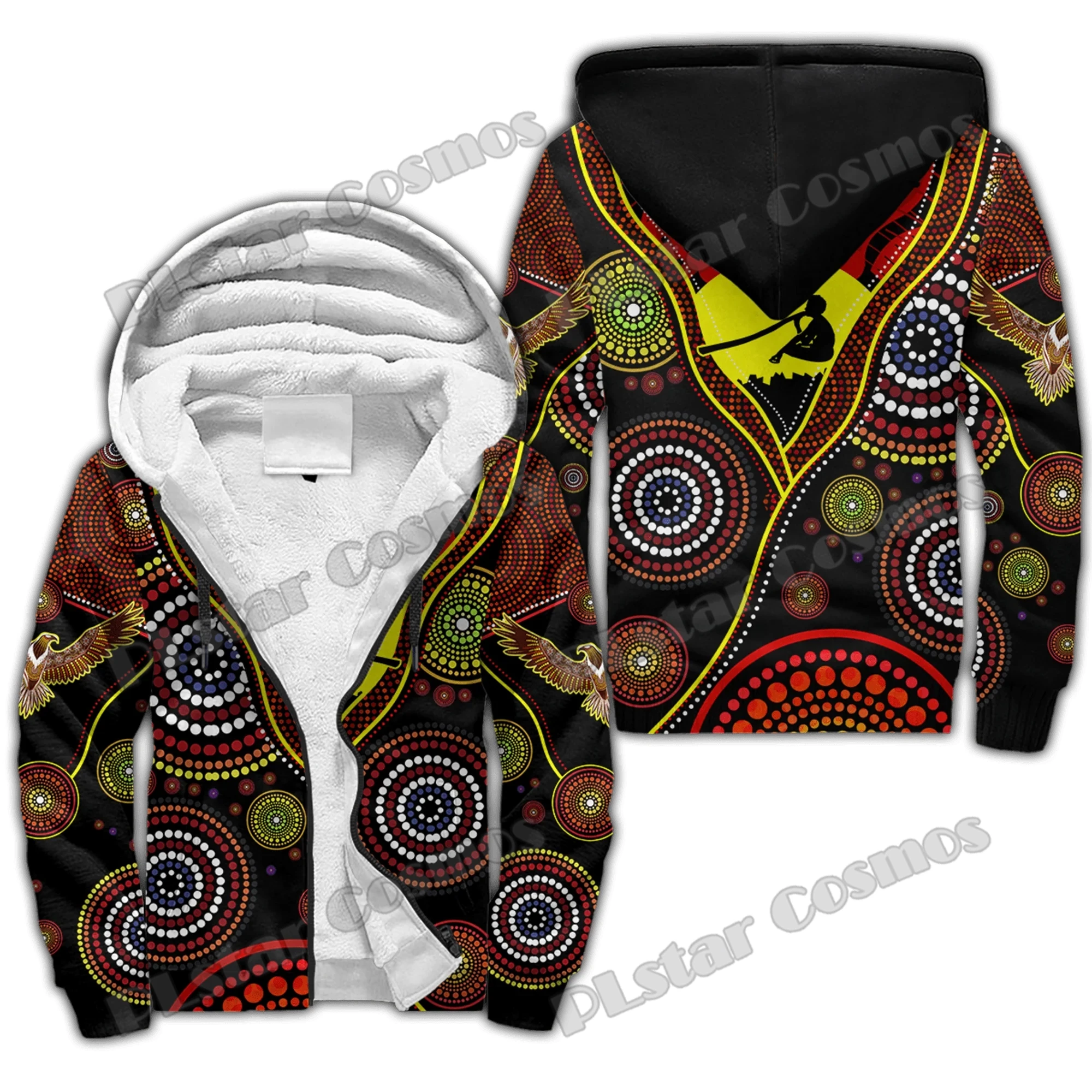 

Aboriginal didgeridoo Eagle Flag 3D Printed Fashion Men's Fleece zipper Hoodies Unisex Winter Warm thicken Zip Jacket Coat SWC11