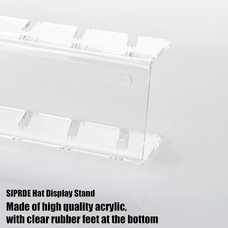 Acrílico Baseball Cap Display Rack, 7 Buracos, Durável, Claro, Suporte para Armário Doméstico, Armazenamento, Organização, Decoração, Loja