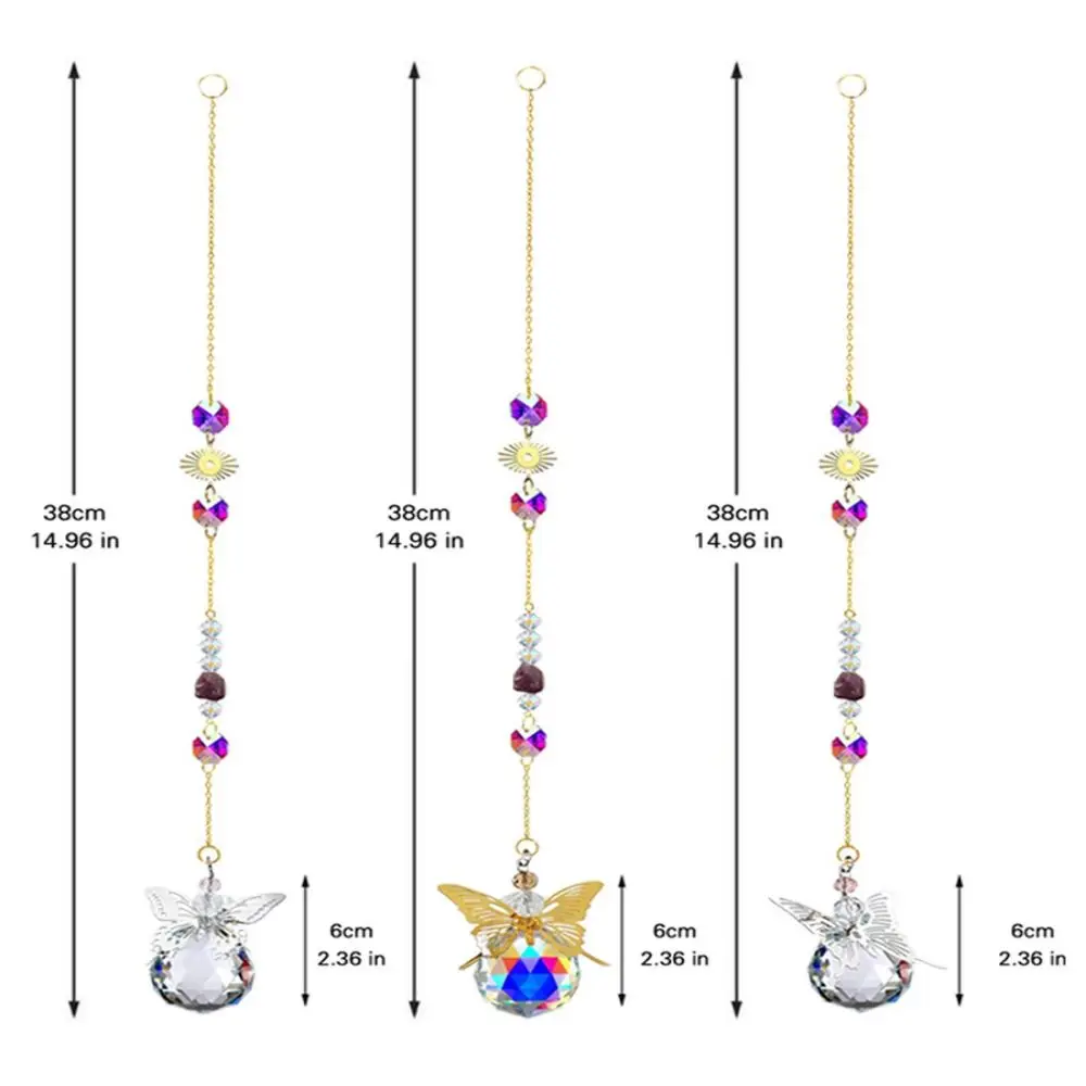 Criativo artesanal borboleta prisma pingente único dos desenhos animados cristal vento carrilhão diy janela pendurado suncatchers casa