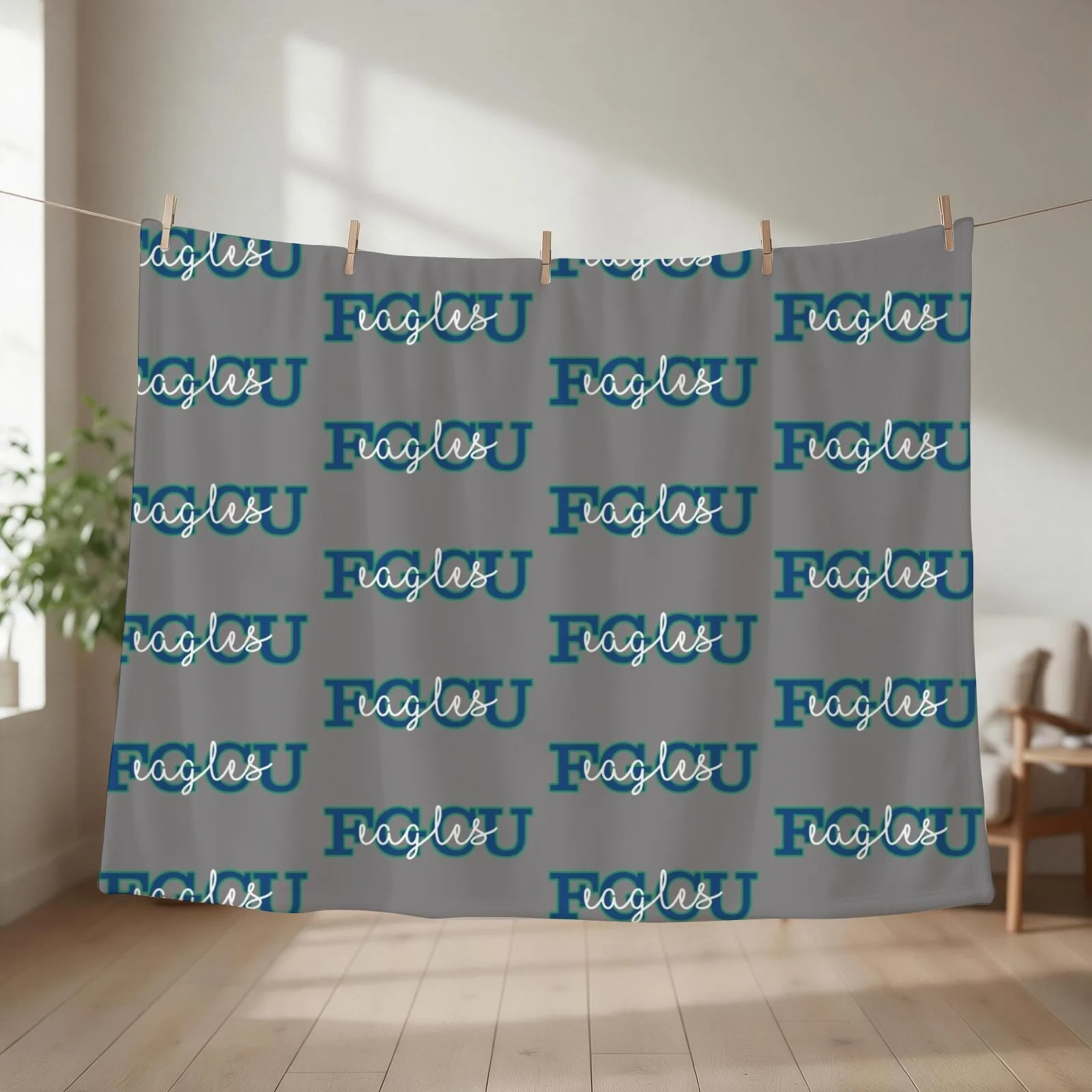 Florida Gulf Coast Eagles Throw Blanket Soft Plush Plaid Warm for winter Designers Blankets