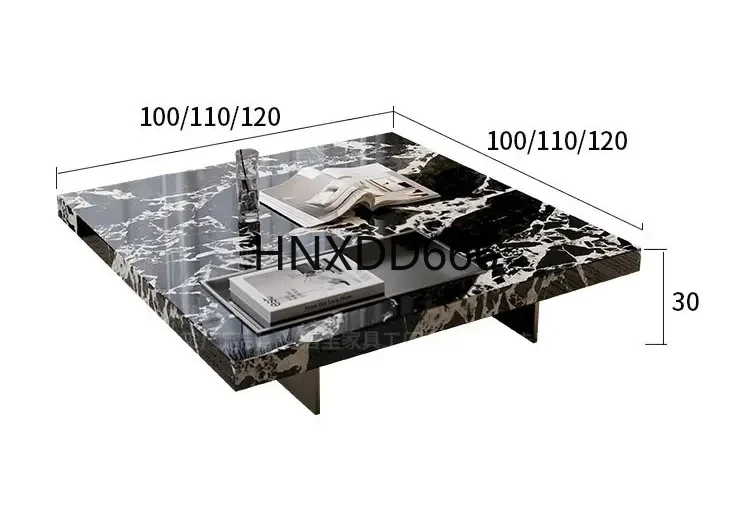 

Natural marble coffee table Italian minimalist living room high-end black luxury stone coffee table