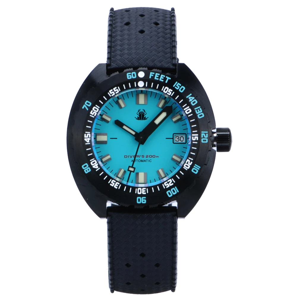 

Tactical Frog Men Diver Watch Mens Automatic Watches PVD Sport Self Wind Mechanical 200M Waterproof Luminous Sapphire NH35 Black