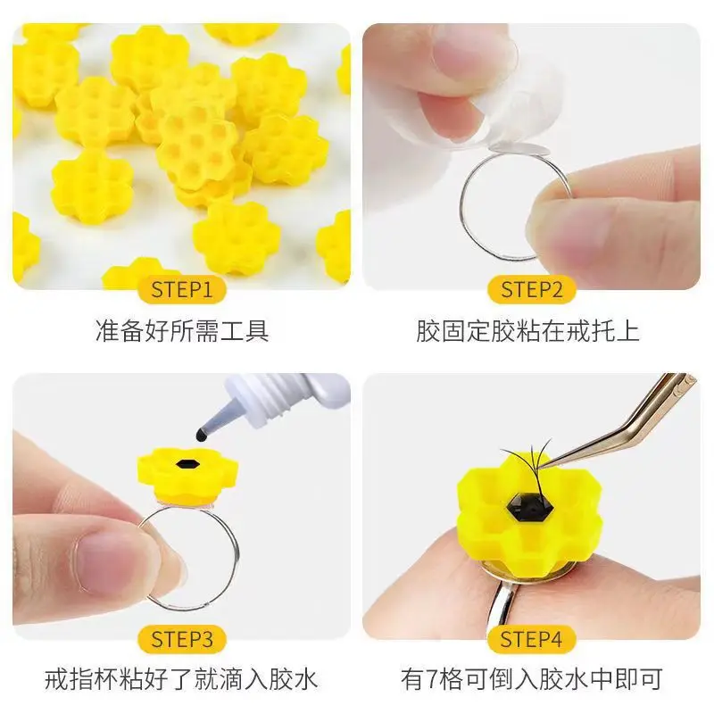 100個/ロット ピンクの花 梅の形をしたまつげエクステ用グルーホルダー グラフトまつげ用グルー遅延カップ タトゥー顔料保持カップ