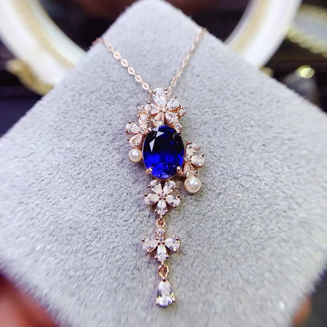 KJJEAXCMY New Jewelry Natural Women's Sapphire Pendant 925 silver inlay Colorful and splendid Crystal pure fire flash explosion