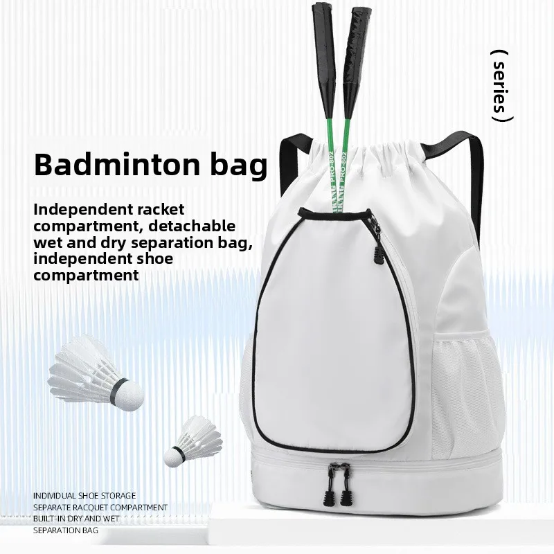 Tennis Racket Backpack Holds 2 Rackets Badminton Sports Bag Large Capacity Gym Pack Professional Fitness Bag with Shoes Pocket