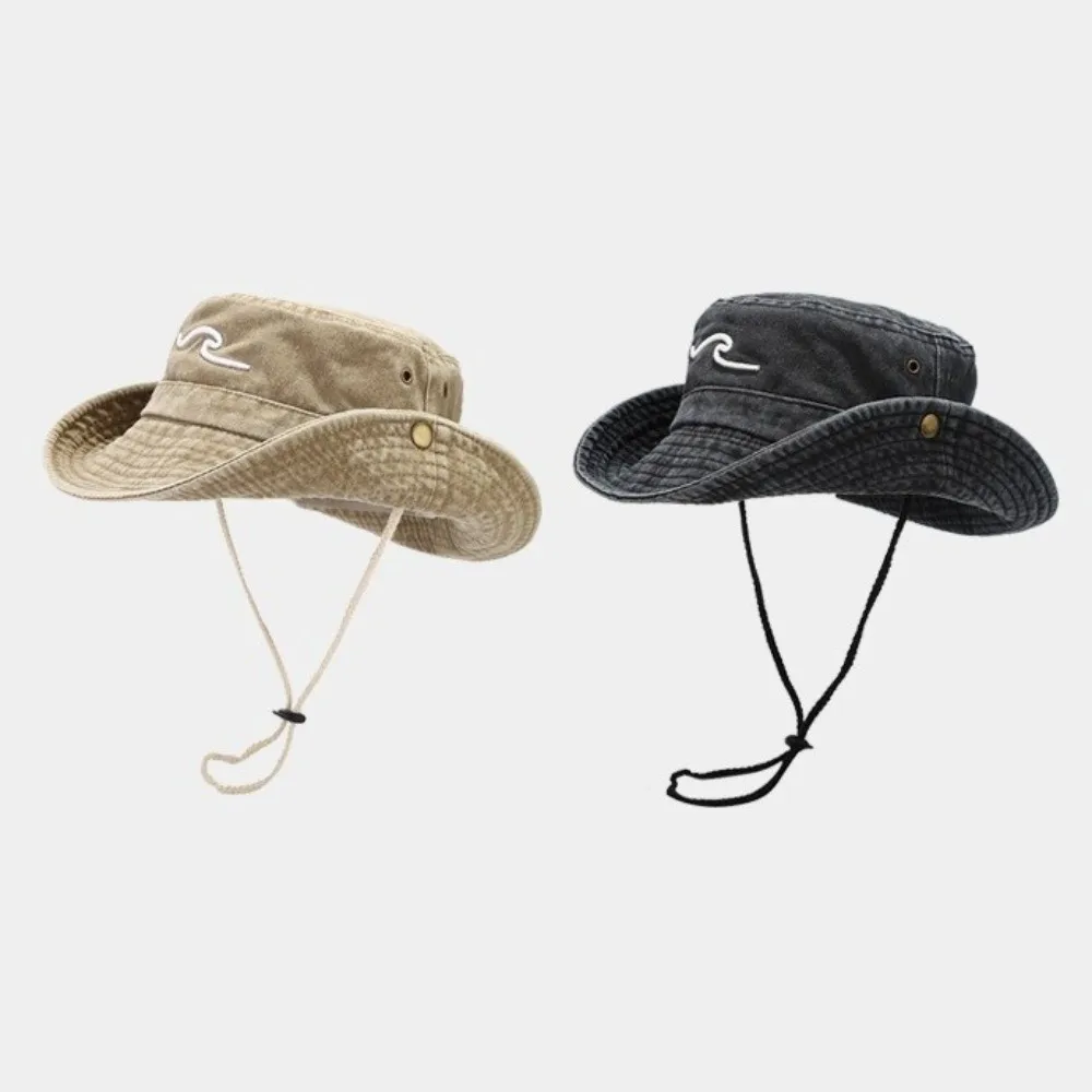 

New Cotton Bucket Hat Embroidered Pattern Breathable Sun Cap Sunscreen Protection Sunshade Design Sun Hat Camping Activities