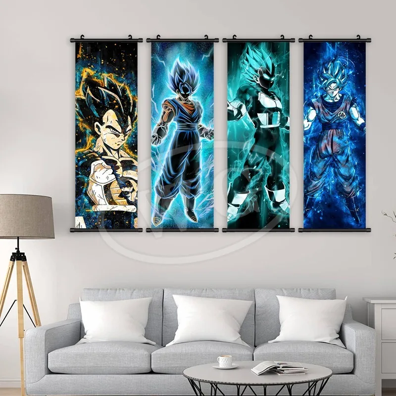 Dragon Ball Z anime Super Saiyan Goku poster HD hanging scroll painting room bedroom decoration painting hanging painting