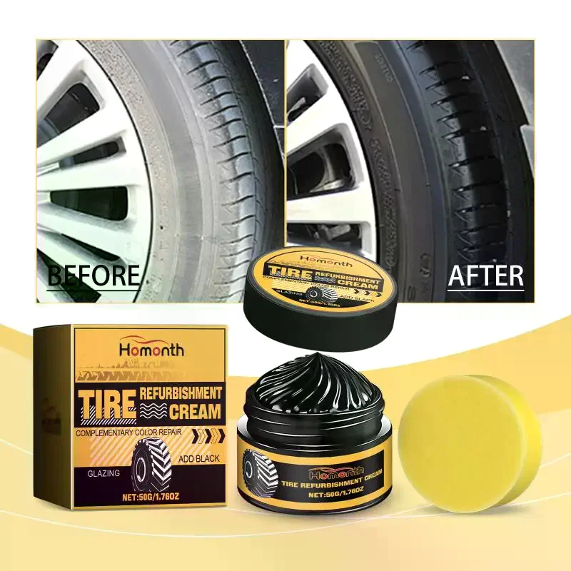 50g Car Tire Coating Wax Shine Paste LongLasting Retreading Plating Cream for Auto Rubber Parts AntiAging Effect