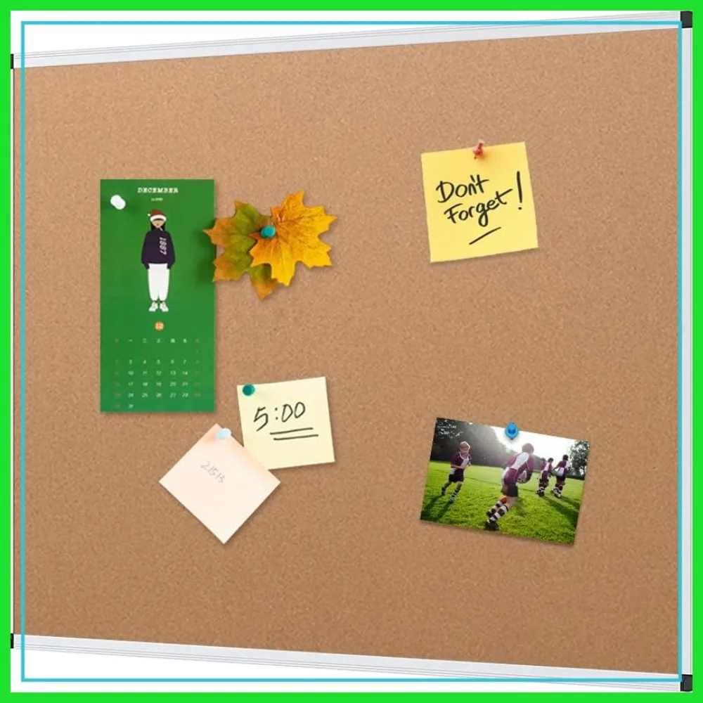 

48x36 Inch Cork Notice Board, Silver Aluminium Frame, Bulletin Board for Home Office
