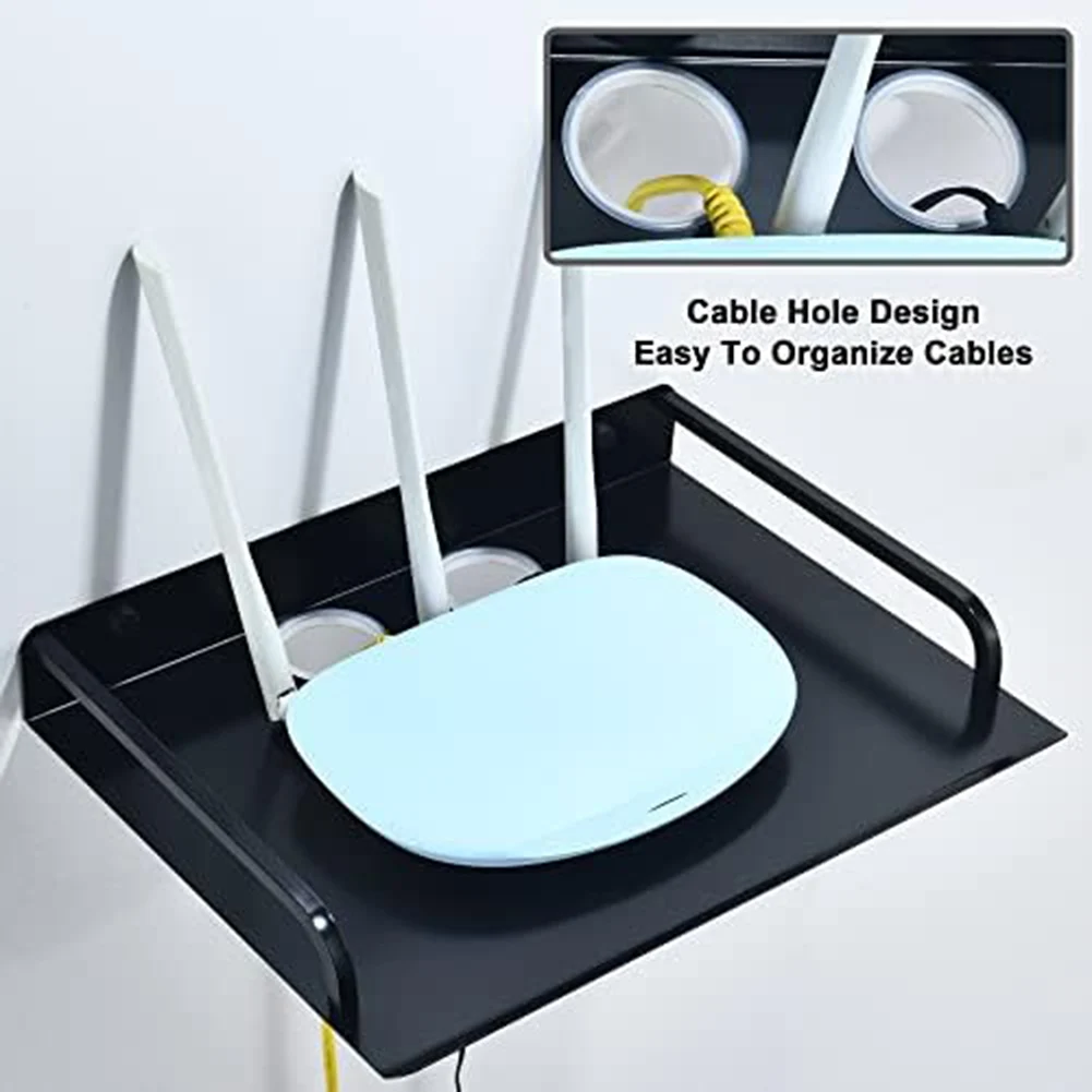 Scaffale per proiettore per montaggio a parete per router per console di gioco TV Box Media Box con guardrail e design salvaspazio