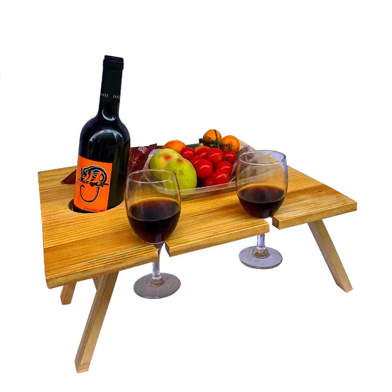 Wooden Folding Picnic Table Outdoor Folding Wine Table Picnic Rack Wooden Square Wine Table