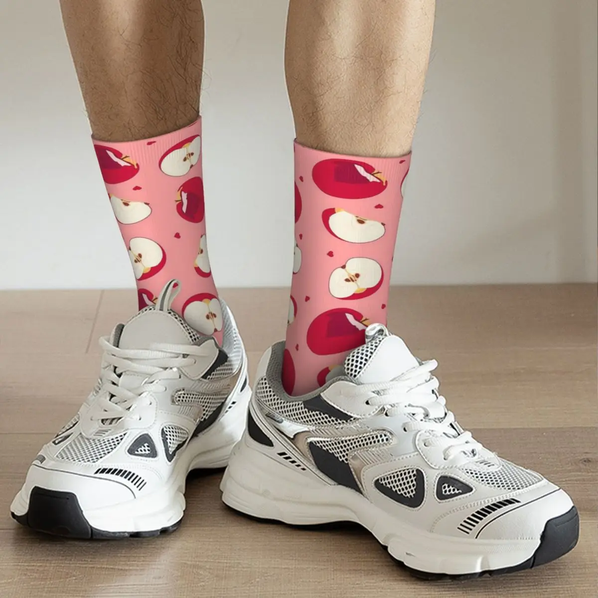 Cartoon Apple Pattern Socks Harajuku Sweat Absorbing Stockings All Season Long Socks for Unisex Valentine's Day Gifts