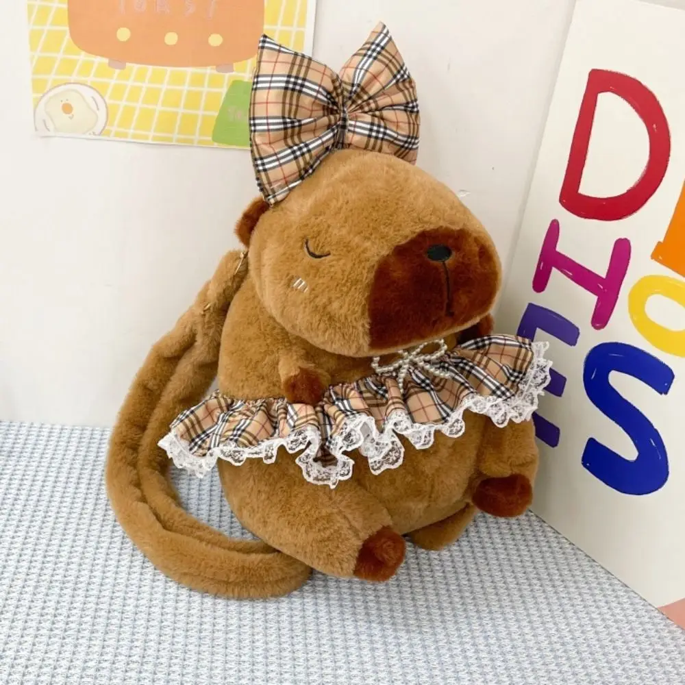 

PP Cotton Capybara Plush Backpack Shoulder Bag Collection Plushie Doll Fur Bag Ins Fluffy Stuffed Capybara Knapsack