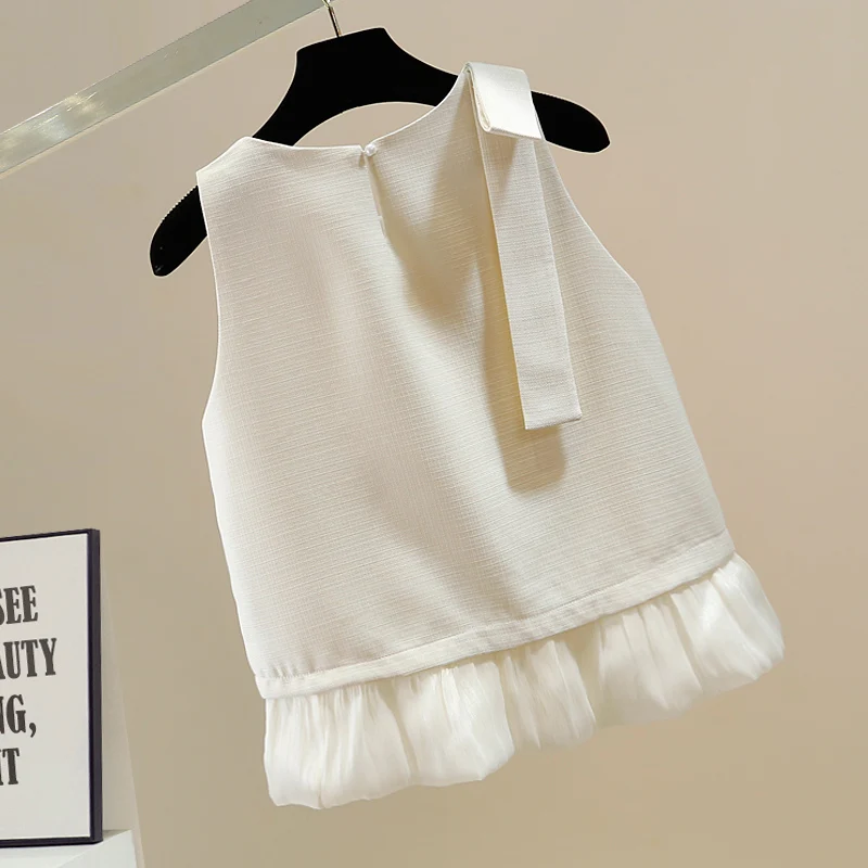 2025 Autumn New Women's French Petal-stitched Hem Sleeveless Slim Camisole - Summer New High-end Versatile Vest Top