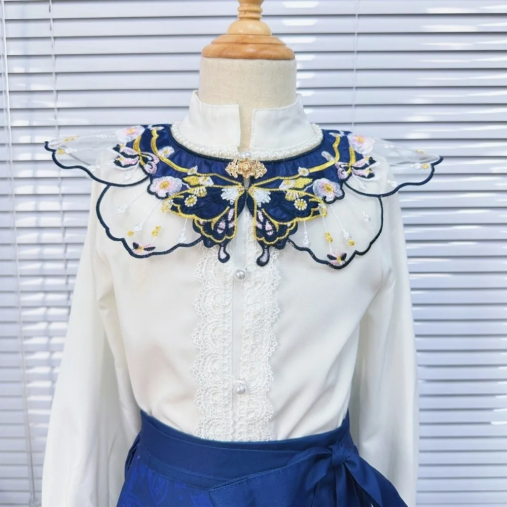 Embroidery Decoration Hanfu Shawl Butterfly Embroidery Handmade Cloud Shoulder Traditional Style Detachable Collar